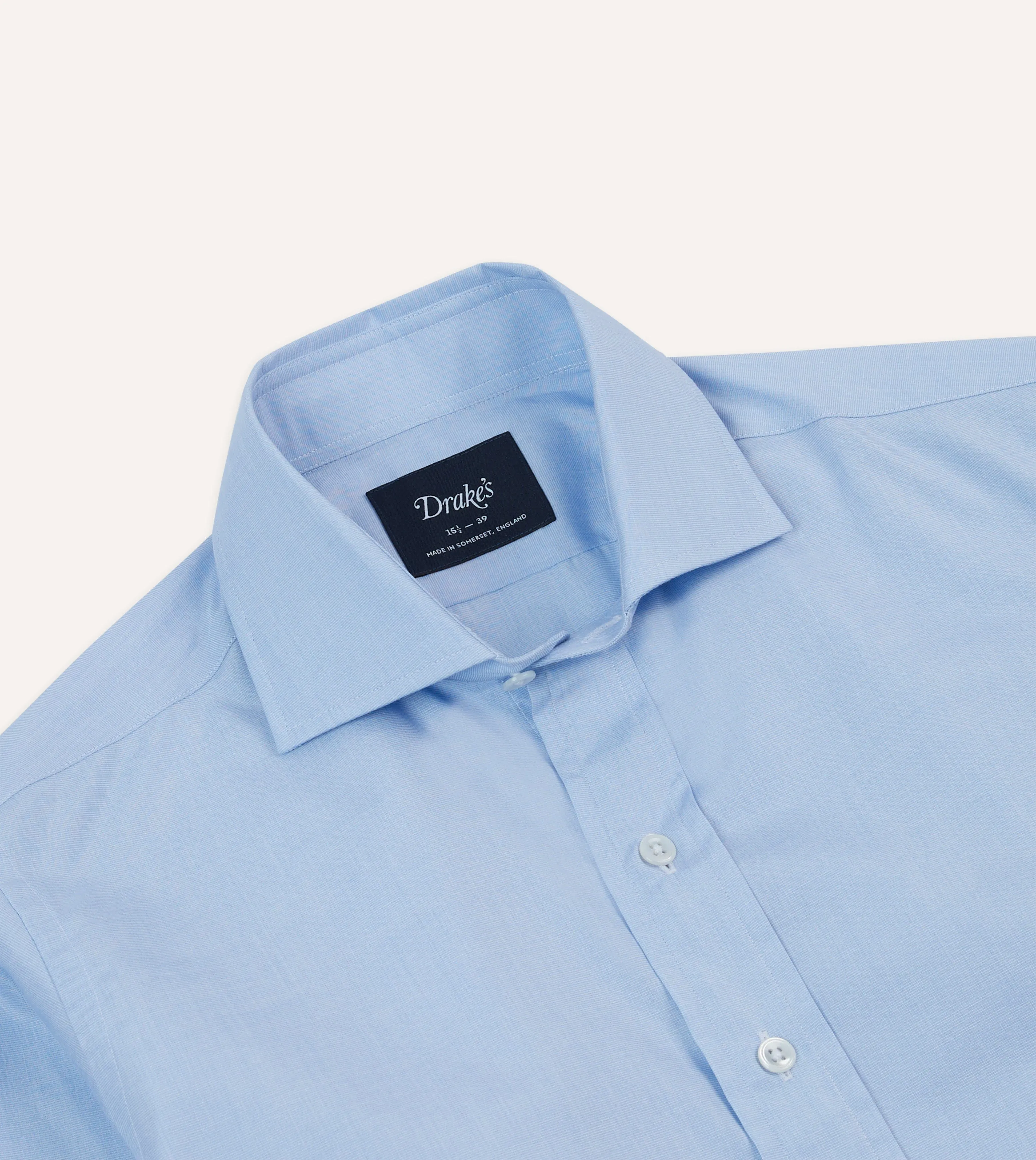 Sky Blue Cotton Spread Collar End-on-End Poplin Shirt Comfortable Fabric Fall Fashion