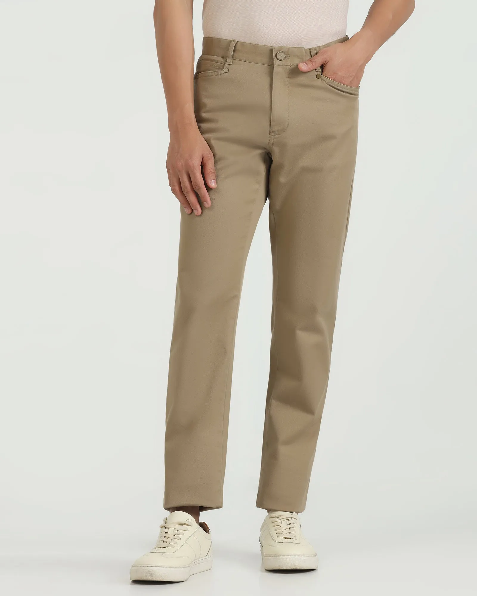 No Ride Fit Slim Comfort B-95 Casual Khaki Solid Khakis - Silvet