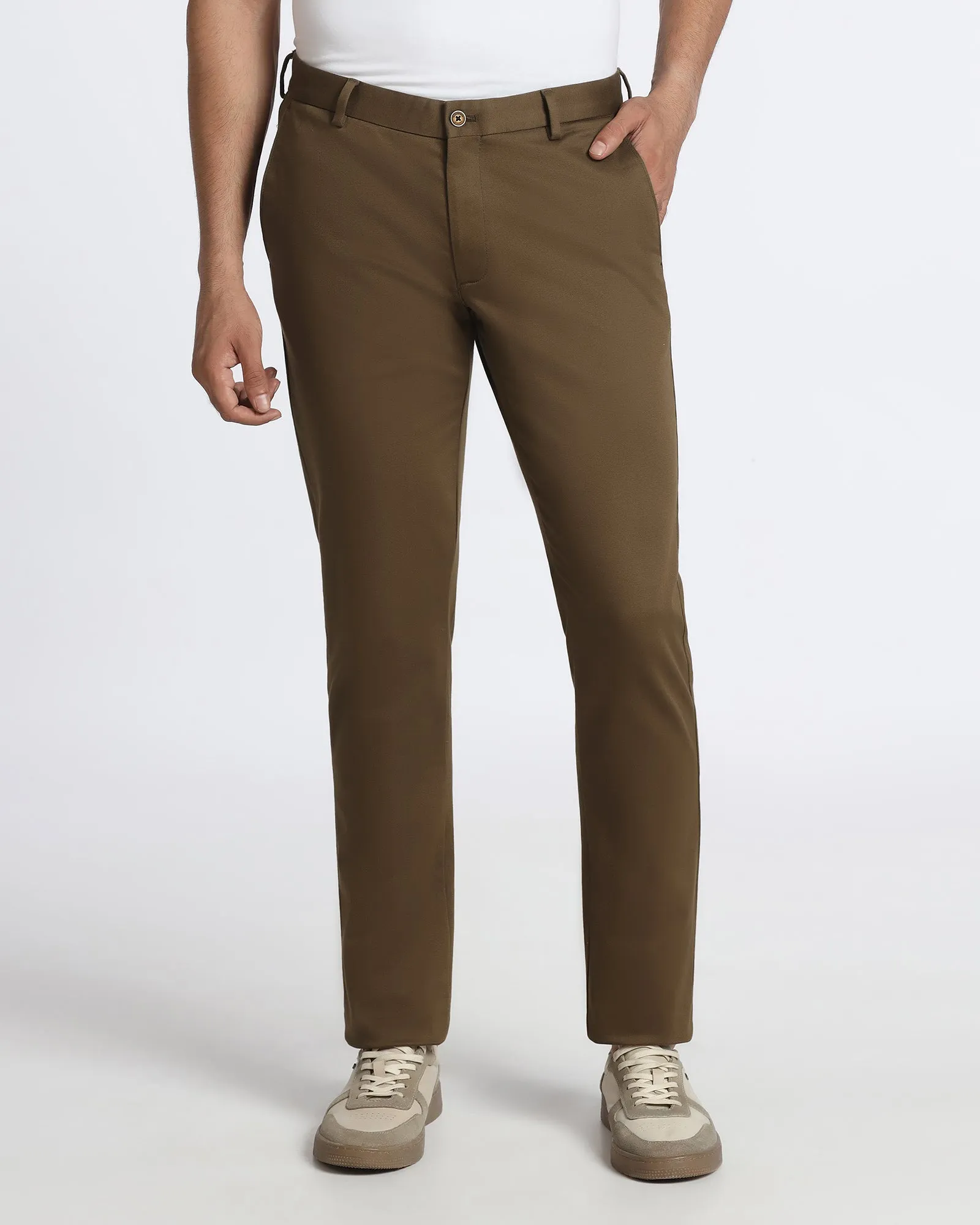 Non-Binding Fit Tobacco Brown Textured Khakis - Brook