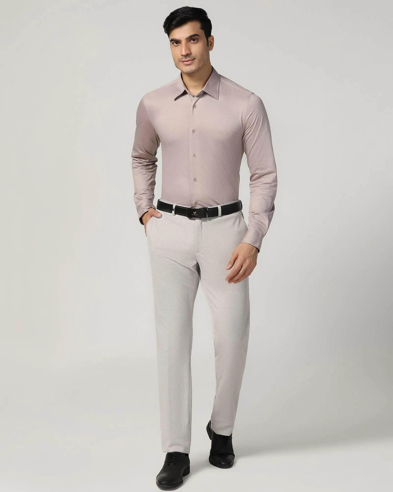 Slim Fit B-91 Formal Beige Textured Trouser - Hummer Seamless Design Flattering Comfort