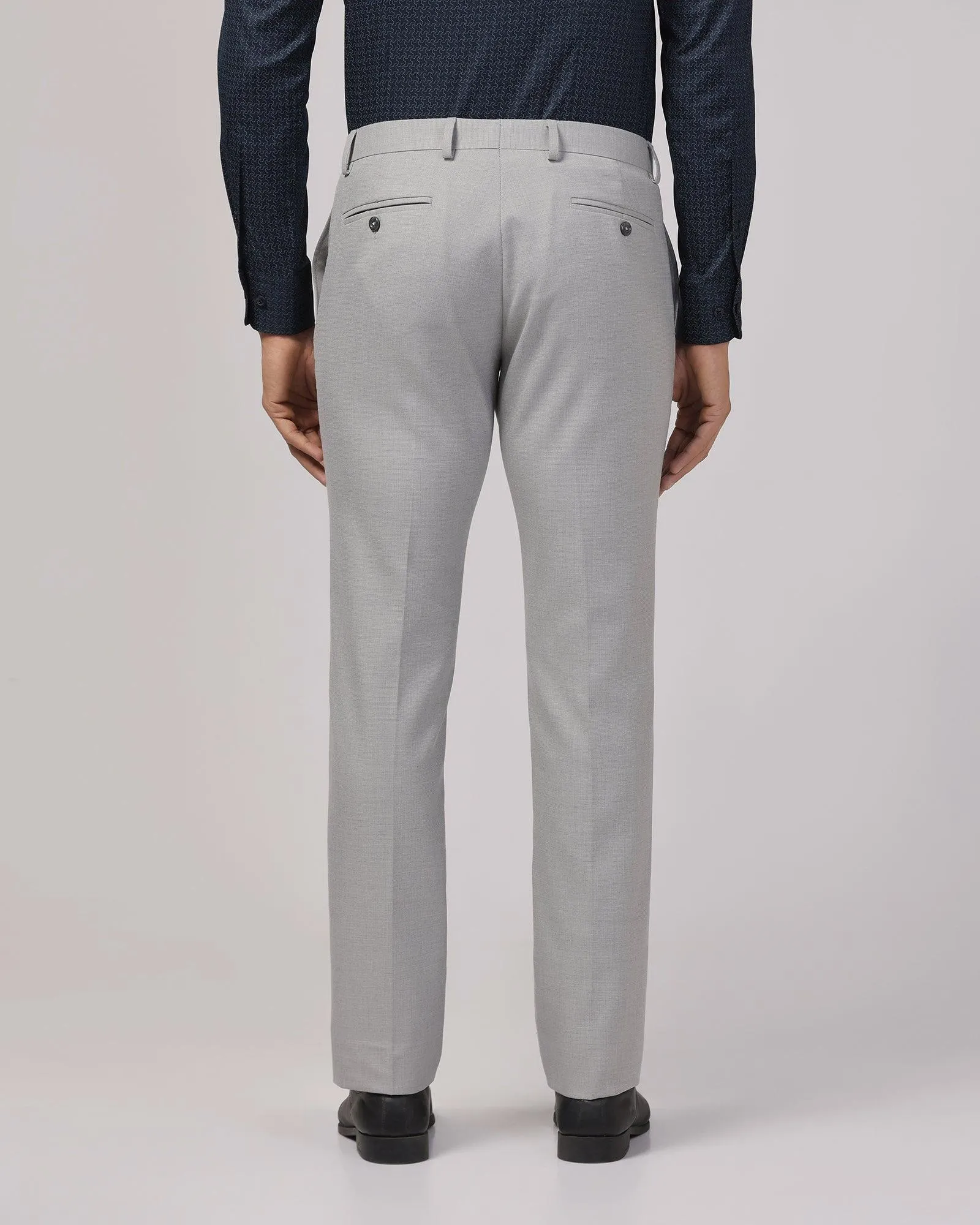 Slim Fit B-91 Formal Grey Textured Trouser - Zing Low Profile Design