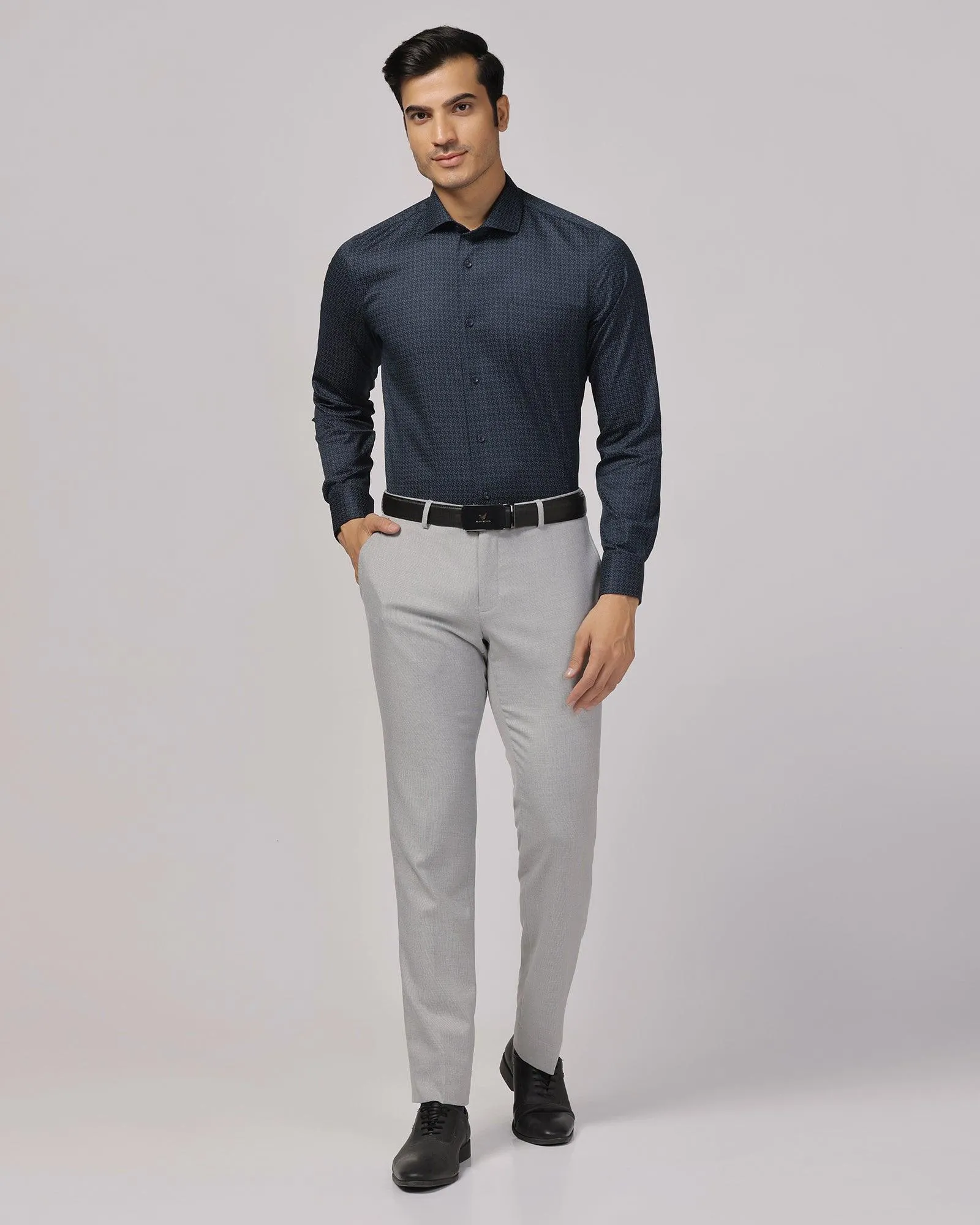 Slim Fit B-91 Formal Grey Textured Trouser - Zing Sport Comfort