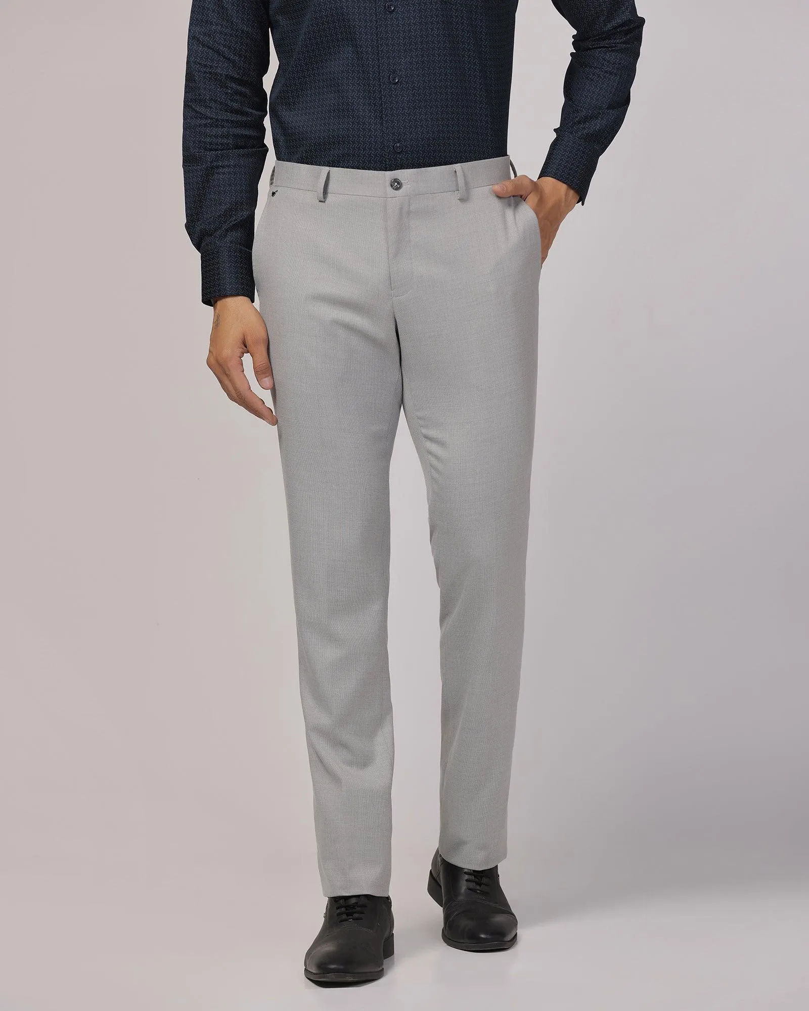 Slim Fit B-91 Formal Grey Textured Trouser - Zing Fashion Fit Slim Design