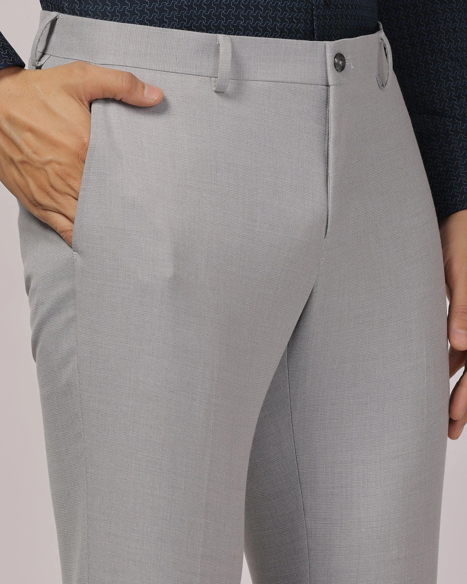AbrasionGuardTape Core Utility Slim Fit B-91 Formal Grey Textured Trouser - Zing