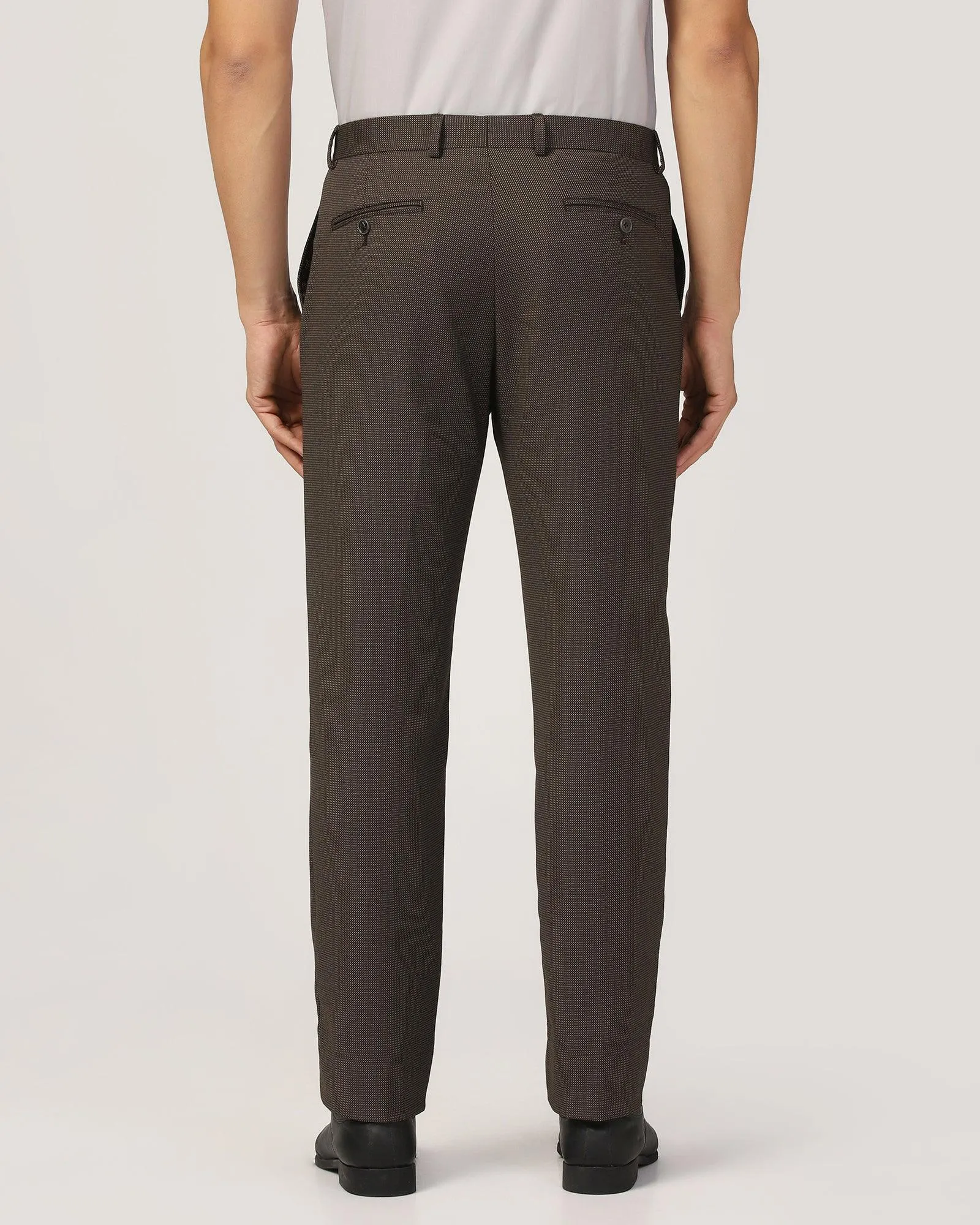 Straight B-90 Formal Brown Textured Trouser - Finess Chilly Wear