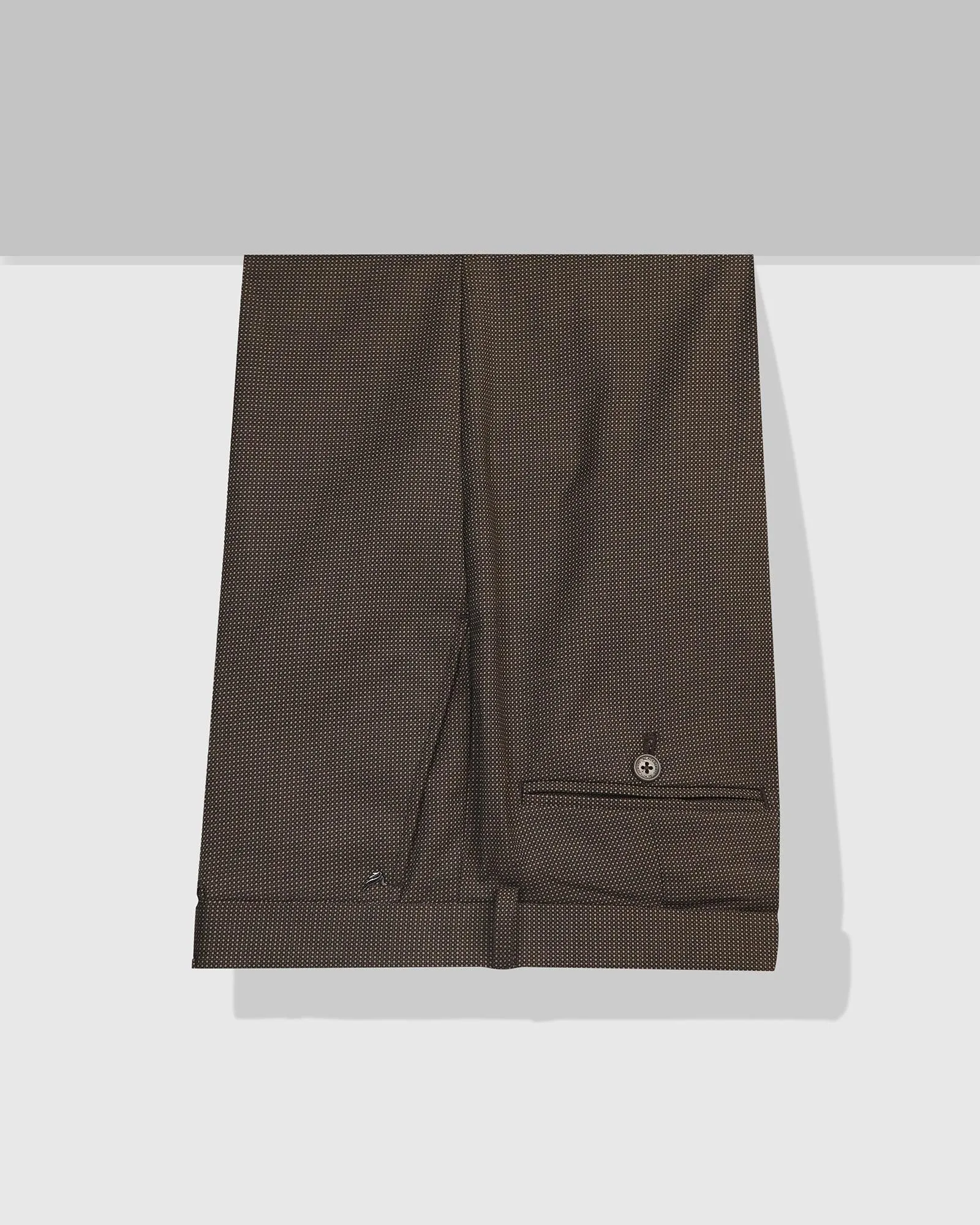 Soft Material AbrasionResistantPanels Straight B-90 Formal Brown Textured Trouser - Finess