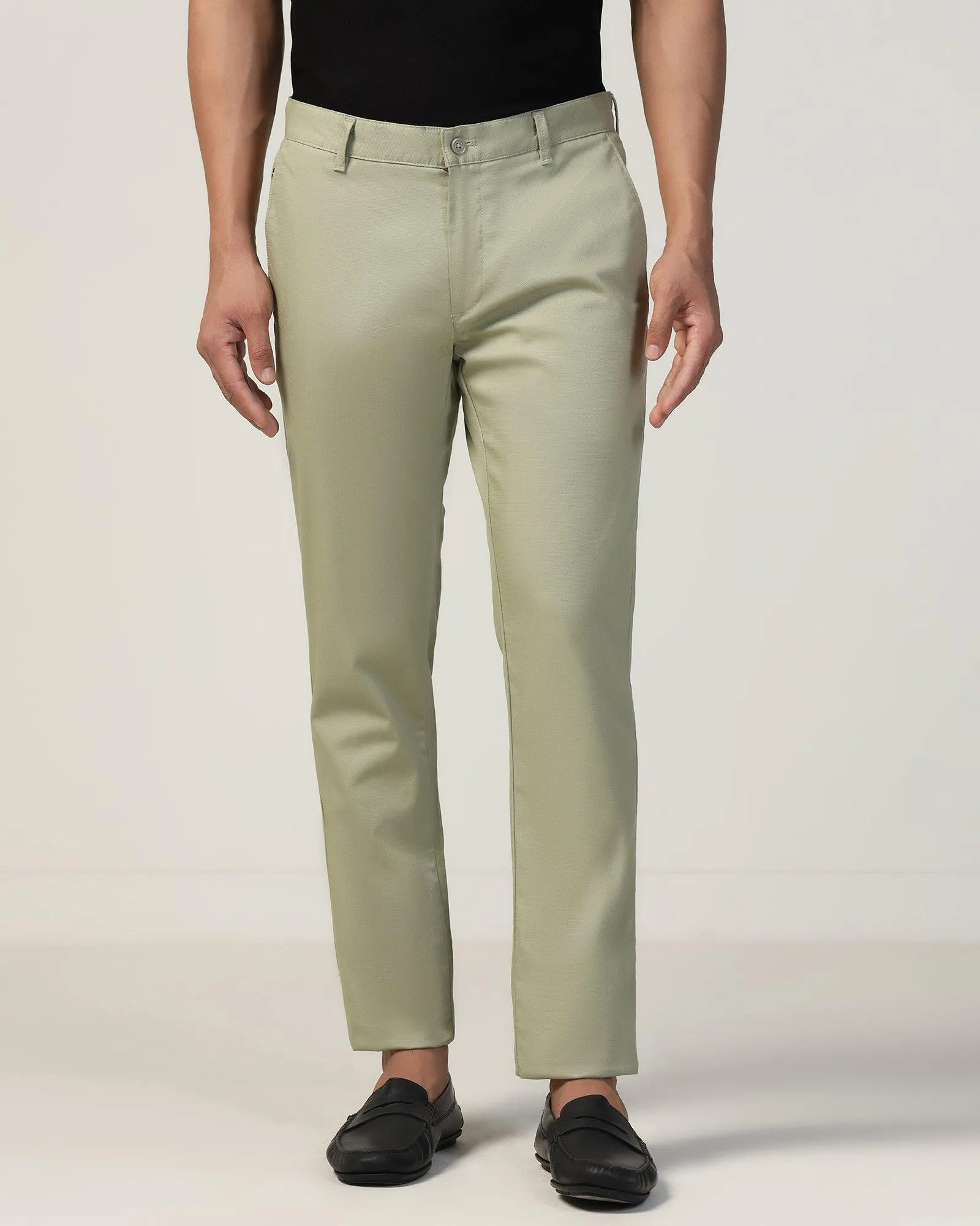 Shape Retention Slim Fit B-91 Casual Olive Textured Khakis - Kart