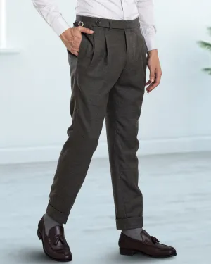 Dugdale Olive Grey Wool Flannel Dress Pant Functional Stretch