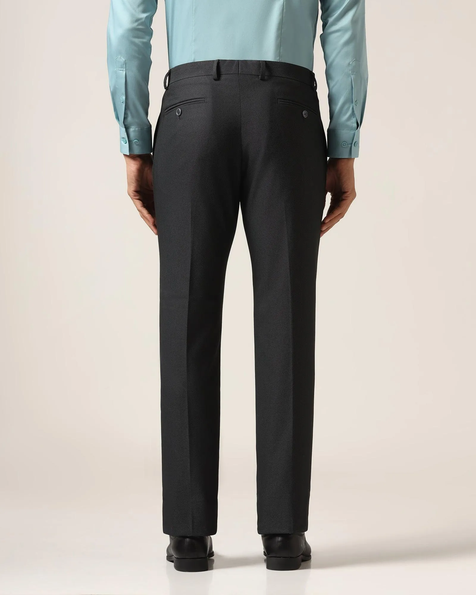 Slim Comfort B-95 Formal Black Textured Trouser - Luna NonSlipInnerGrip high waisted