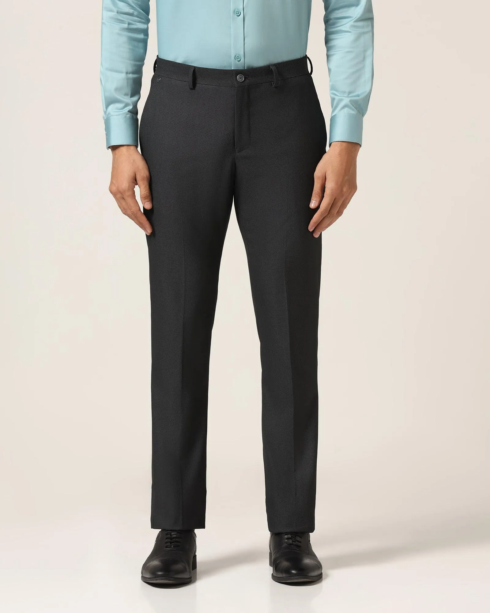 Slim Comfort B-95 Formal Black Textured Trouser - Luna Sporty Fit Design