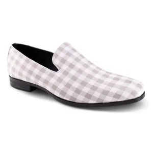 Calico Collection: Montique Ash Grey Checkered Loafer Fashion Shoes S2362 Loose Fit