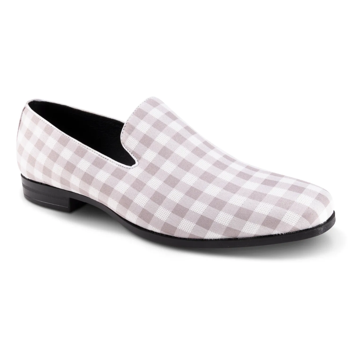 Step Even Calico Collection: Montique Ash Grey Checkered Loafer Fashion Shoes S2362