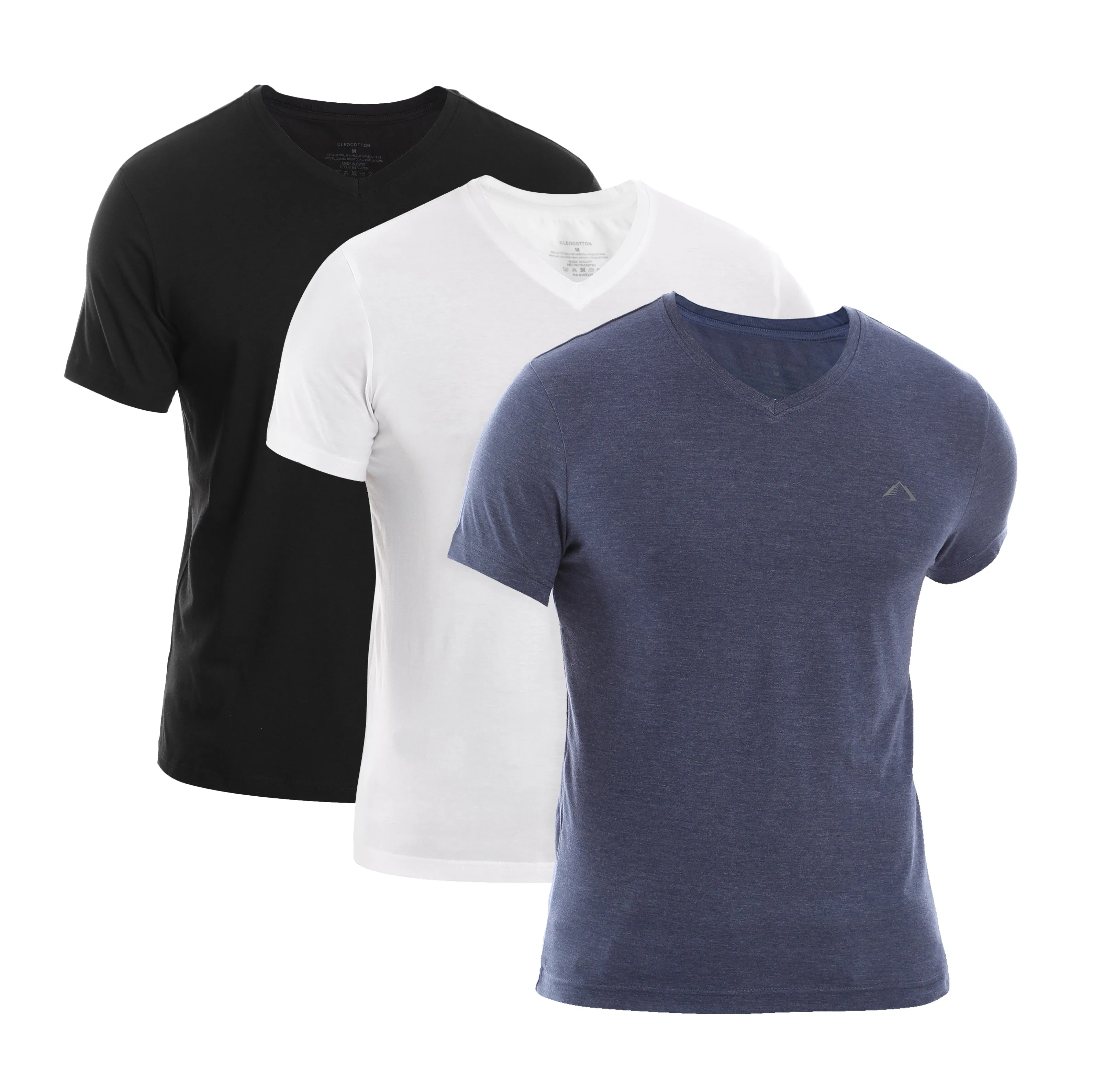 MEN??S WHITE, BLACK & BLUE COTTON RICH V-NECK TSHIRT (SLIM FIT) - 3 PK Timeless Comfort