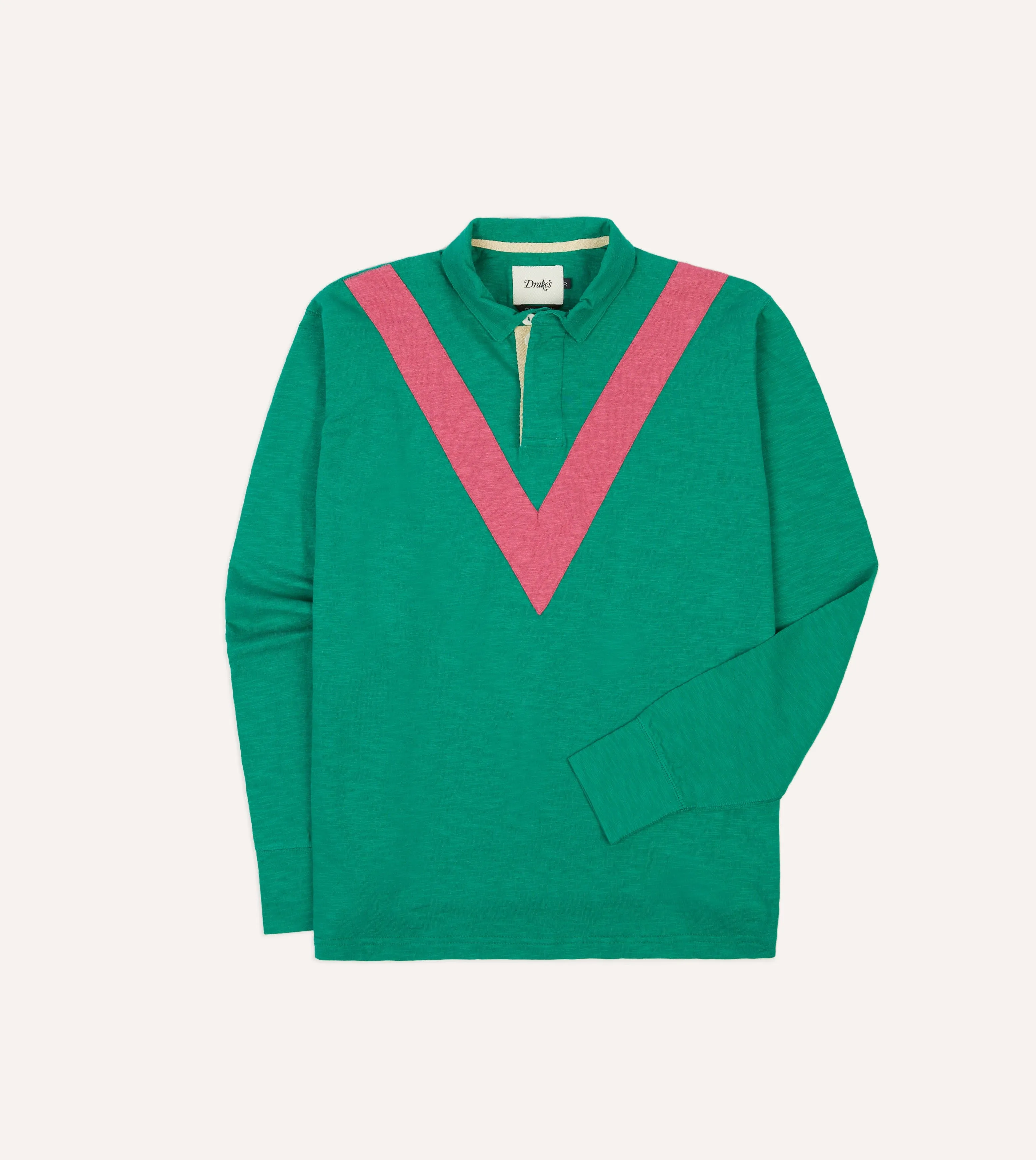 All-day Comfort Green and Pink Chevron Flam?? Cotton Rugby Shirt