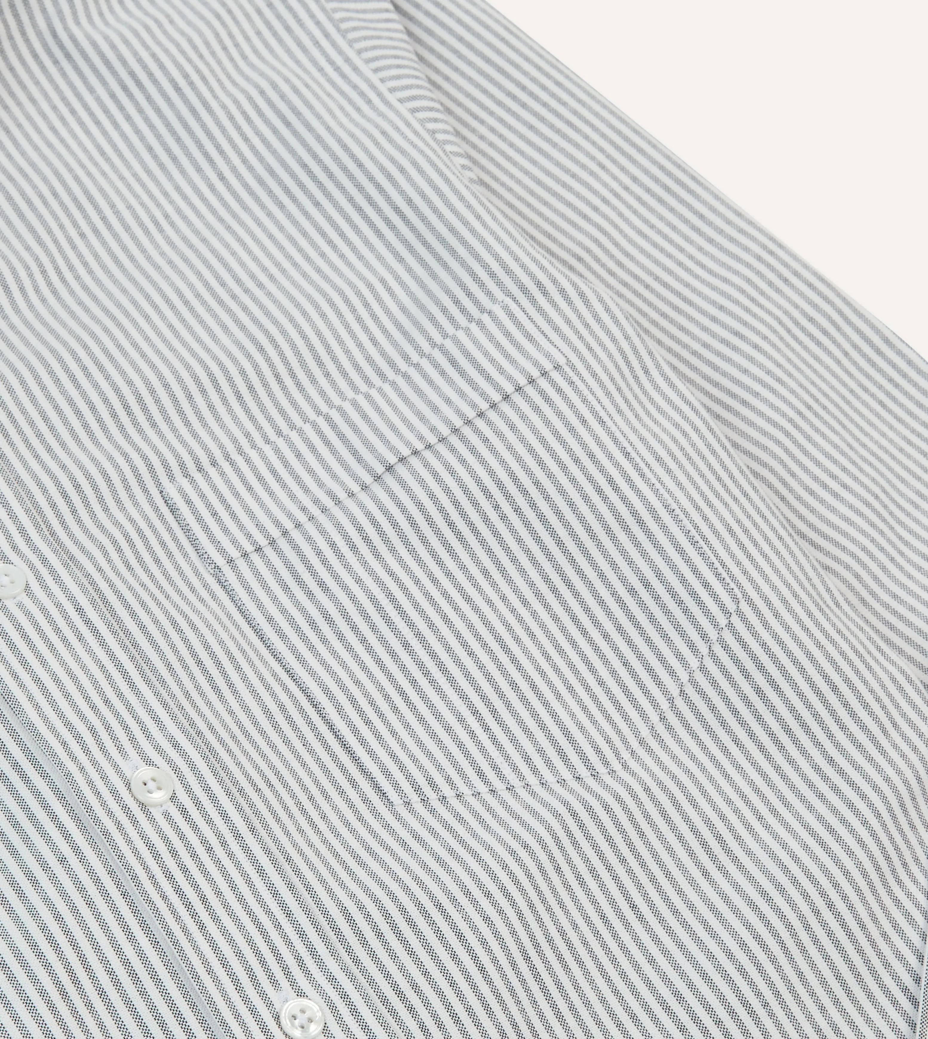 Black Ticking Stripe Cotton Oxford Cloth Button-Down Shirt youth trend Tailored Style