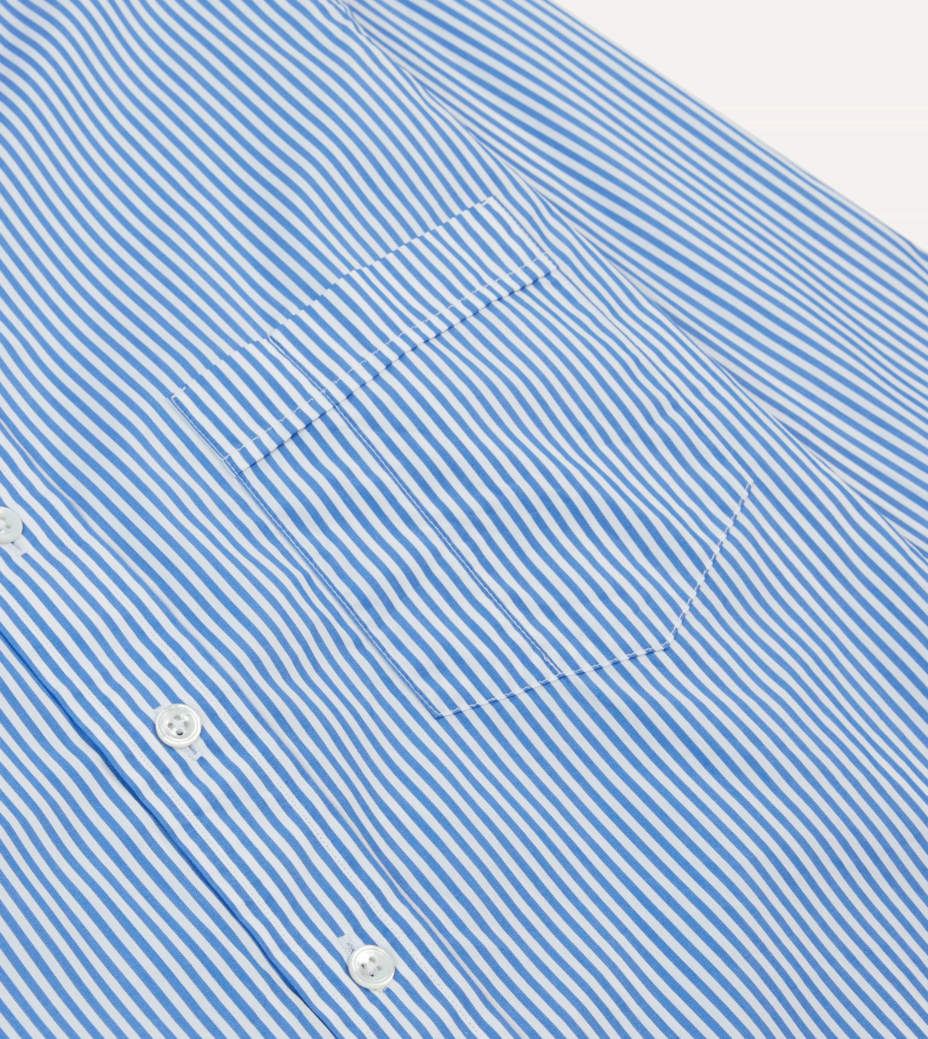 Blue Bengal Stripe Cotton Poplin Button-Down Shirt Picnic Outfit