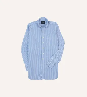 Odor Control Technology Flexible Movement Blue Bengal Stripe Cotton Poplin Button-Down Shirt