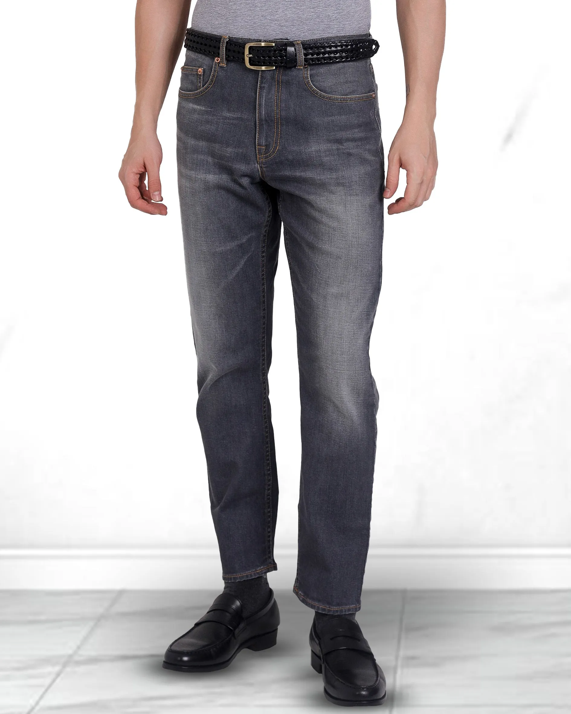 Reliable Basic Neutral Tones Faded Washed Grey Jeans