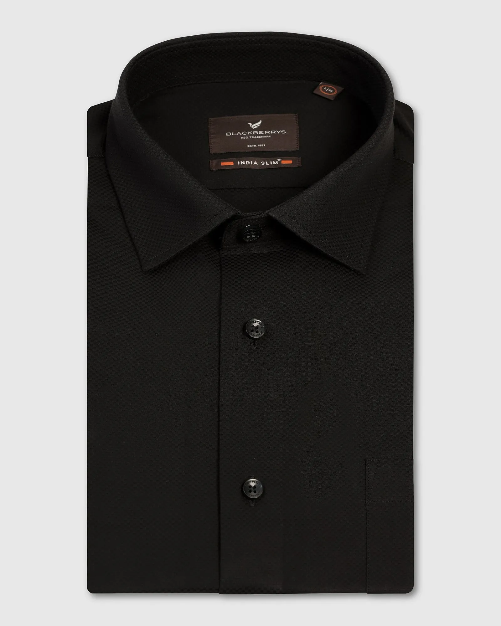Travel Essential Formal Black Textured Shirt - Noir