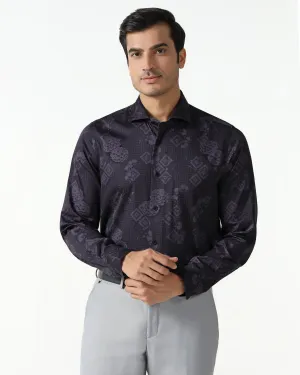 Yoke Design Plum Printed Shirt - Pristine