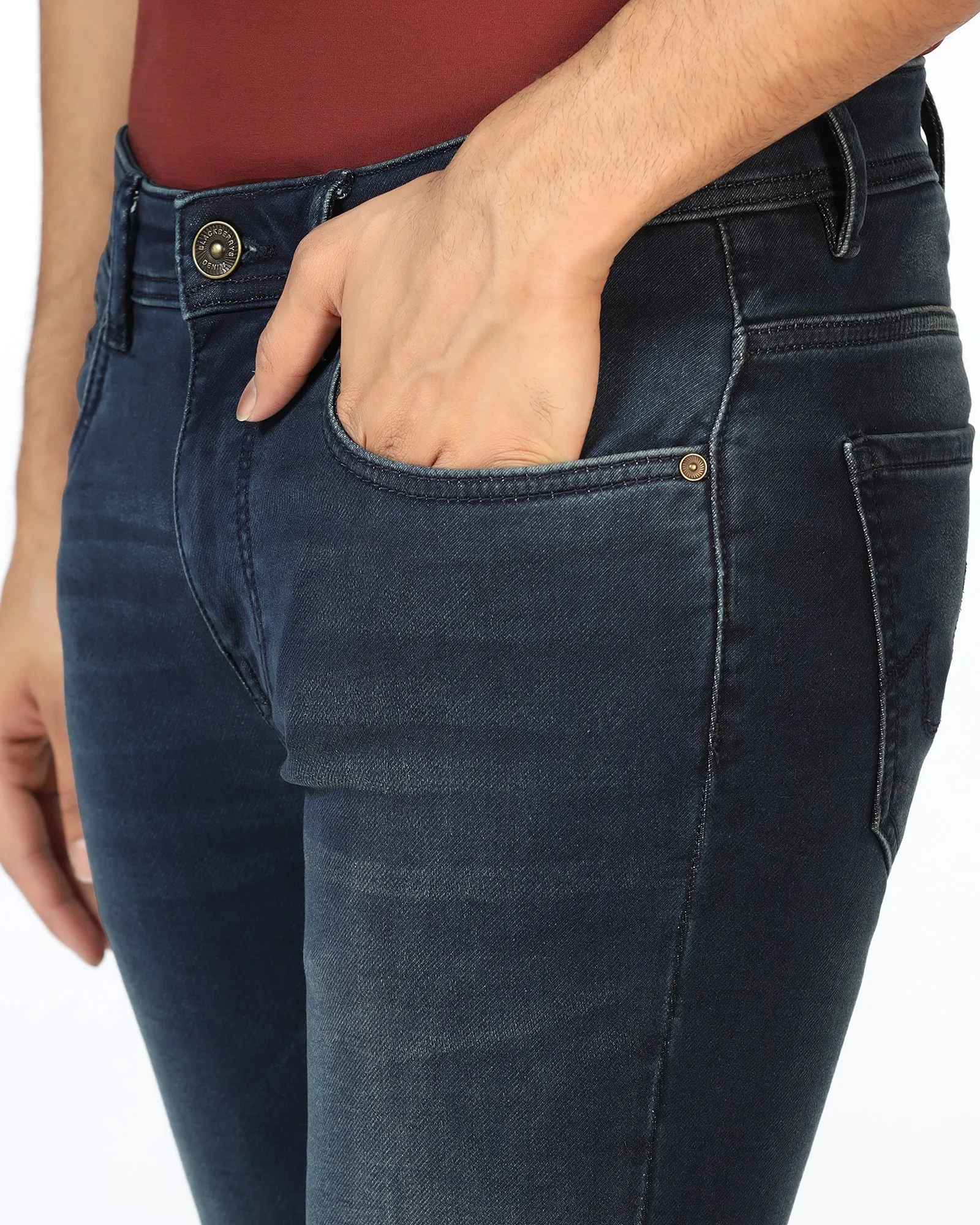 Cool Texture Sporty Look Super Clean Slim Yonk Fit Indigo Jeans - Dario