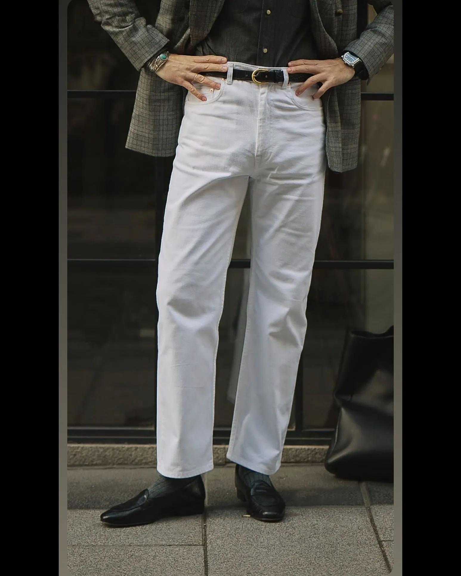 White Heavy Twill Jeans Eco Friendly Dye Process