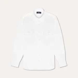 Ivory Tencel Work Shirt Run Ready Adjustable Hem