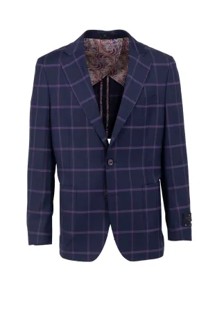 Weatherproof Construction Tiglio Luxe Navy with Purple Windowpane Dolcetto/THP Modern Fit half lined, Pure Wool Jacket TL4226