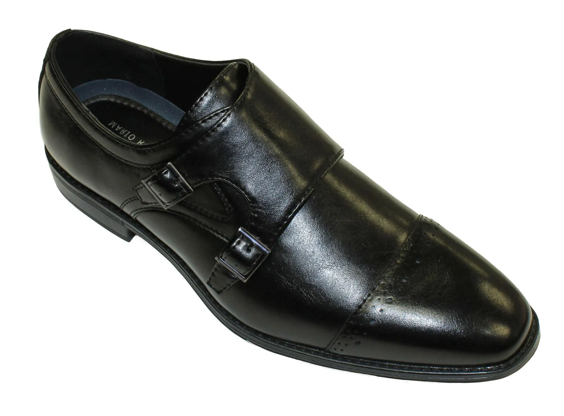 soft fit Toe Protection STRATFORD BLACK DOUBLE BUCKLE DRESS SHOES