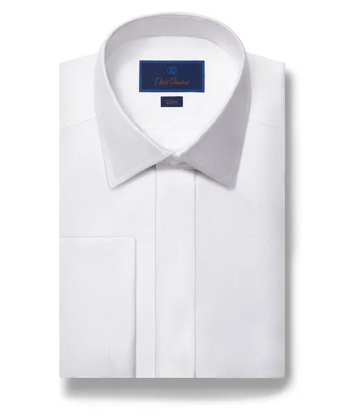Slim Formal Tuxedo Shirt - White Covered Placket Brave Fit