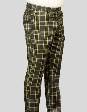 GREEN PLAID SLIM FIT DRESS PANTS Timeless Comfort Fit