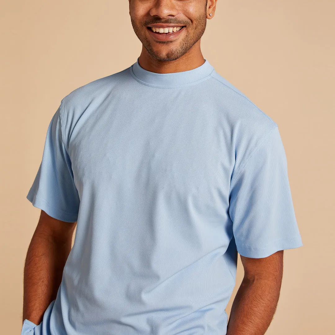 Inserch Rib Crew Neck T-Shirt T299-00154 Lake Blue 4Way Stretch PunctureResistant Fabric