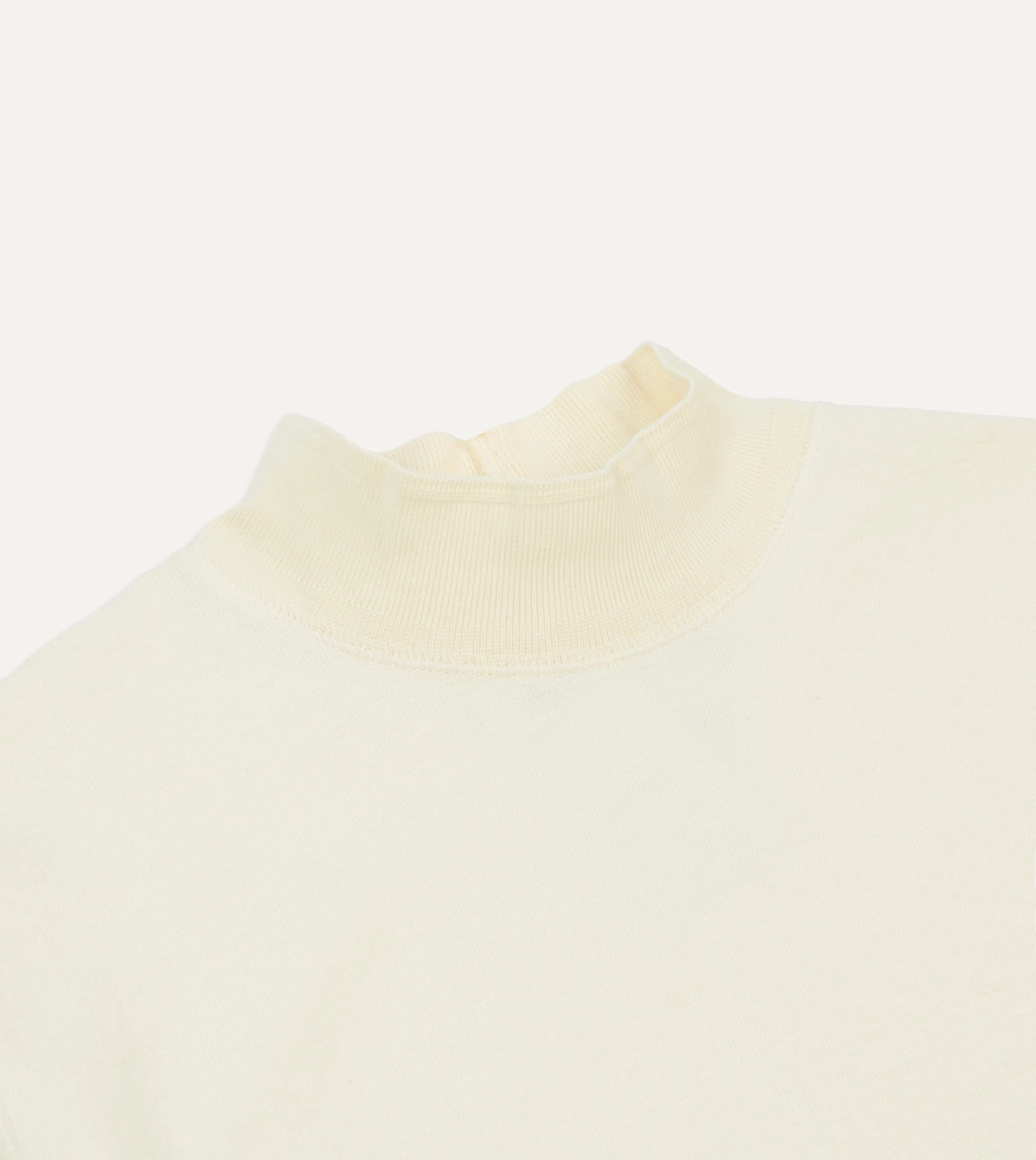 Ecru Cotton Long-Sleeve Mock Neck Hiking T-Shirt Minimal Comfort stain resistant coating