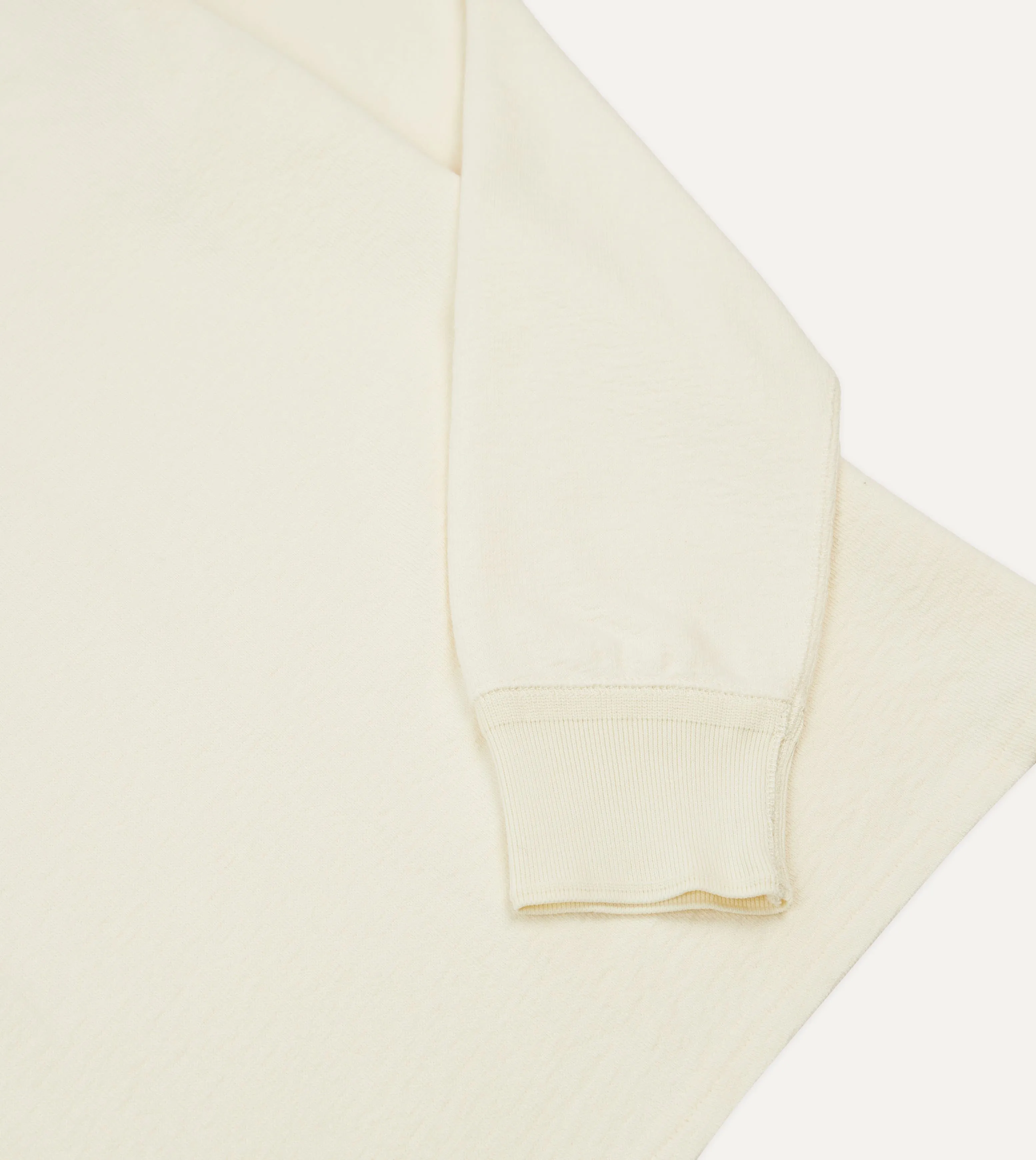 Comfy Vibes Ecru Cotton Long-Sleeve Mock Neck Hiking T-Shirt