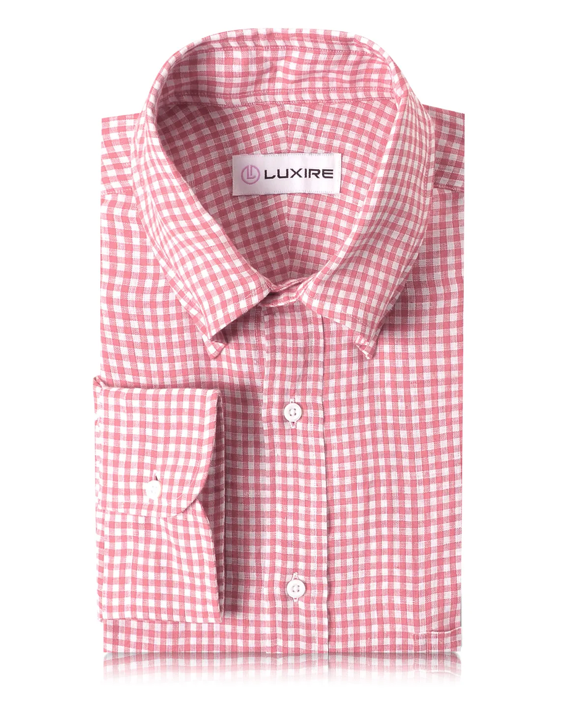 Relaxed trousers Linen: Salmon Pink Gingham