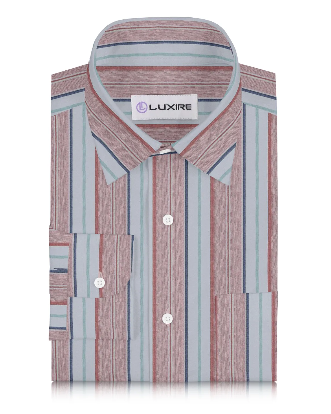 Linen: Blue Green Red Madras Stripes SmoothGripFastenings