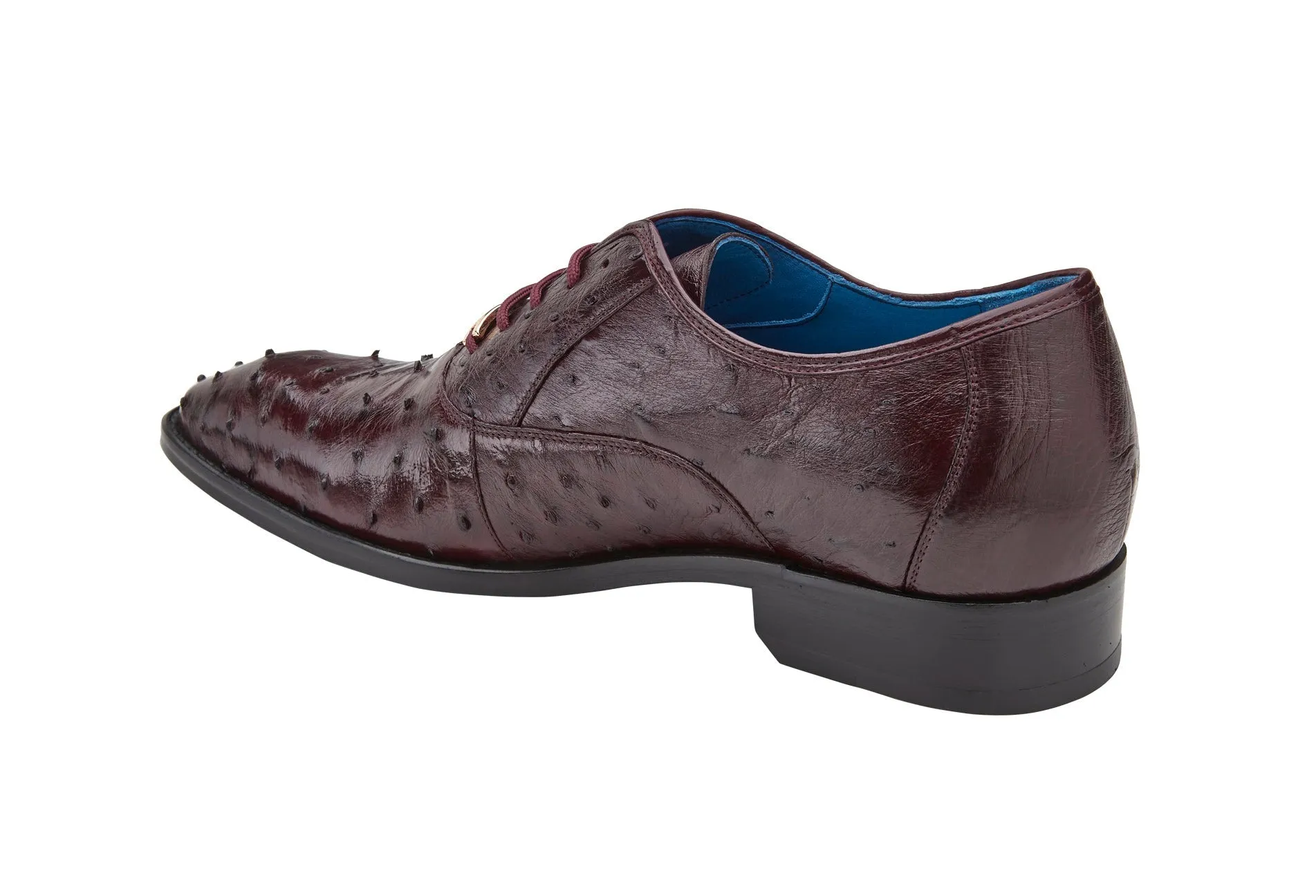 Odor Control Insole Belvedere - Orlando, Genuine Ostrich Quill Dress Shoe - Antique Dark Burgundy - D01 (IN STORE)