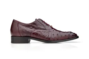 Belvedere - Orlando, Genuine Ostrich Quill Dress Shoe - Antique Dark Burgundy - D01 (IN STORE) Eco Friendly Construction