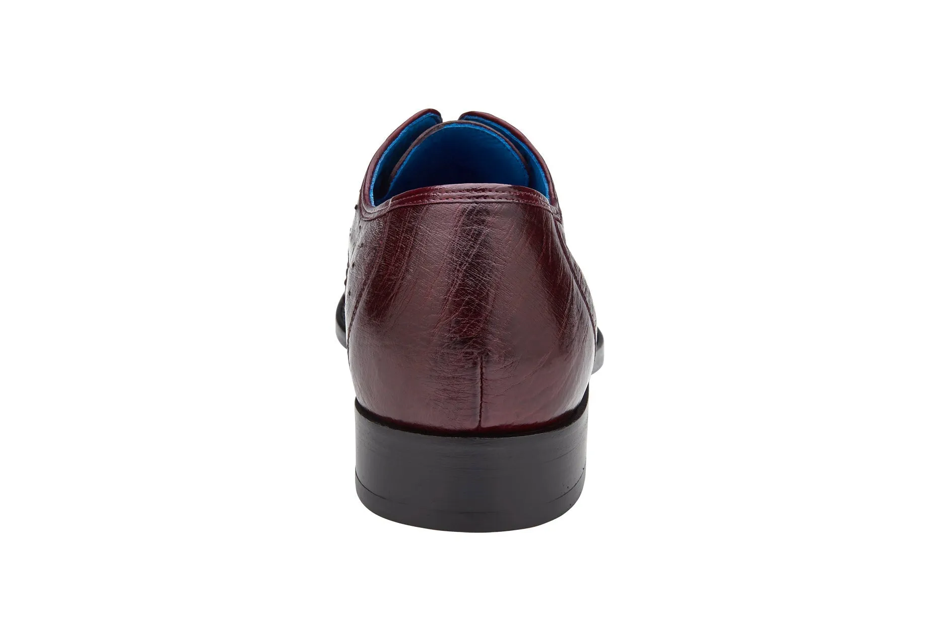 Bright Gold Quick Dry Textile Belvedere - Orlando, Genuine Ostrich Quill Dress Shoe - Antique Dark Burgundy - D01 (IN STORE)