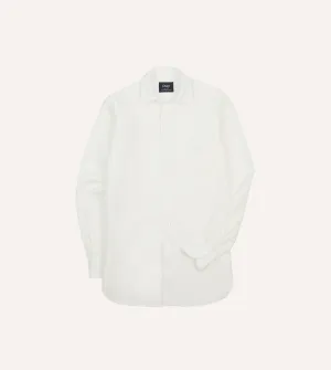 Ecru Linen Long Point Collar Shirt Fitted Cut