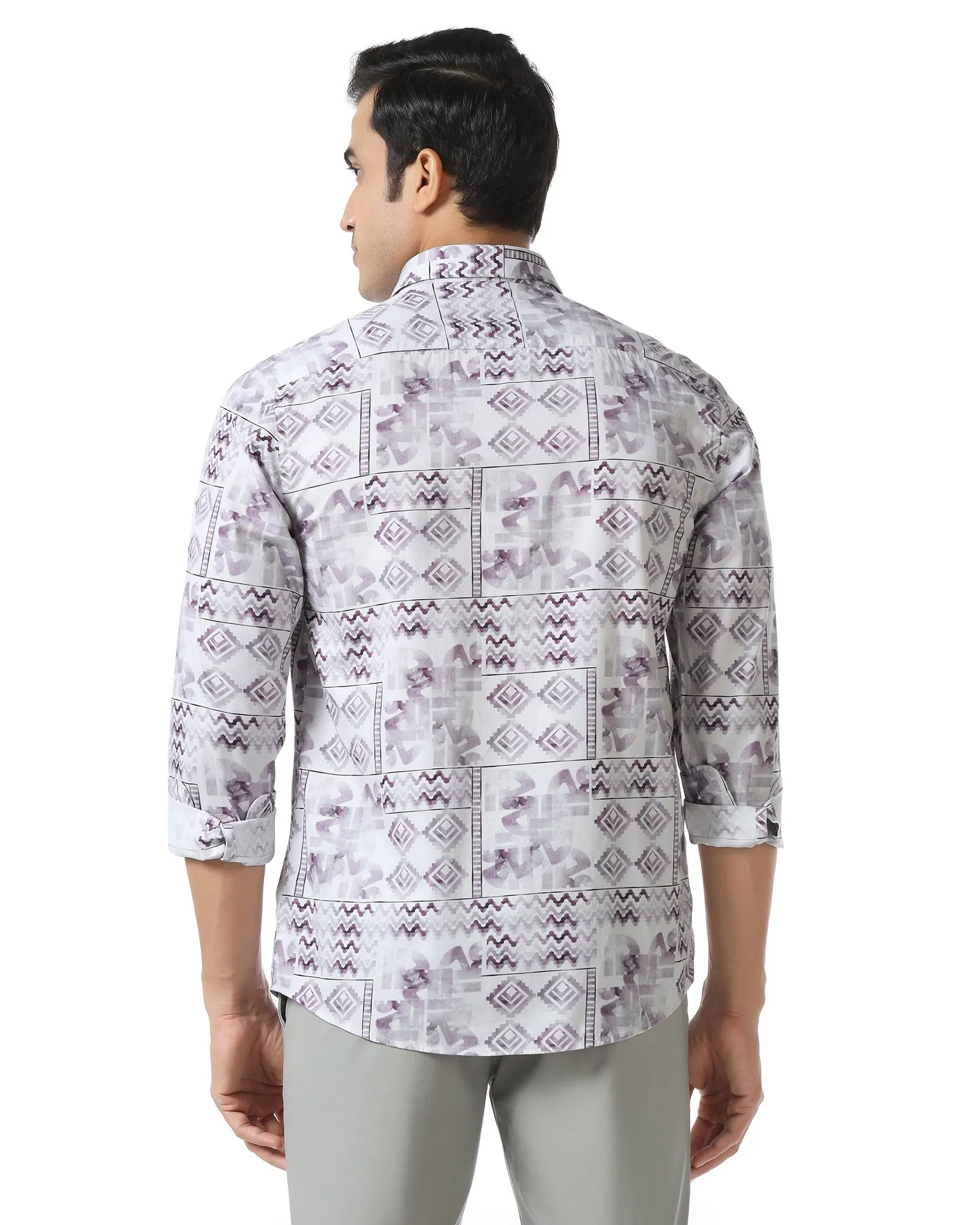 Plum Printed Shirt - Ryne Plaid Design