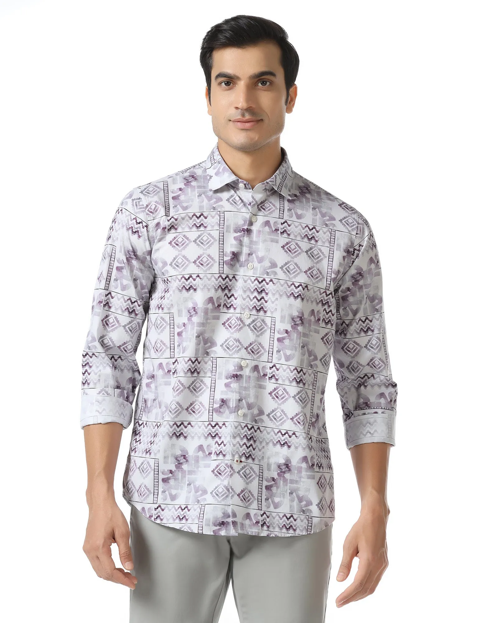 Wrinkle Resistant Plum Printed Shirt - Ryne