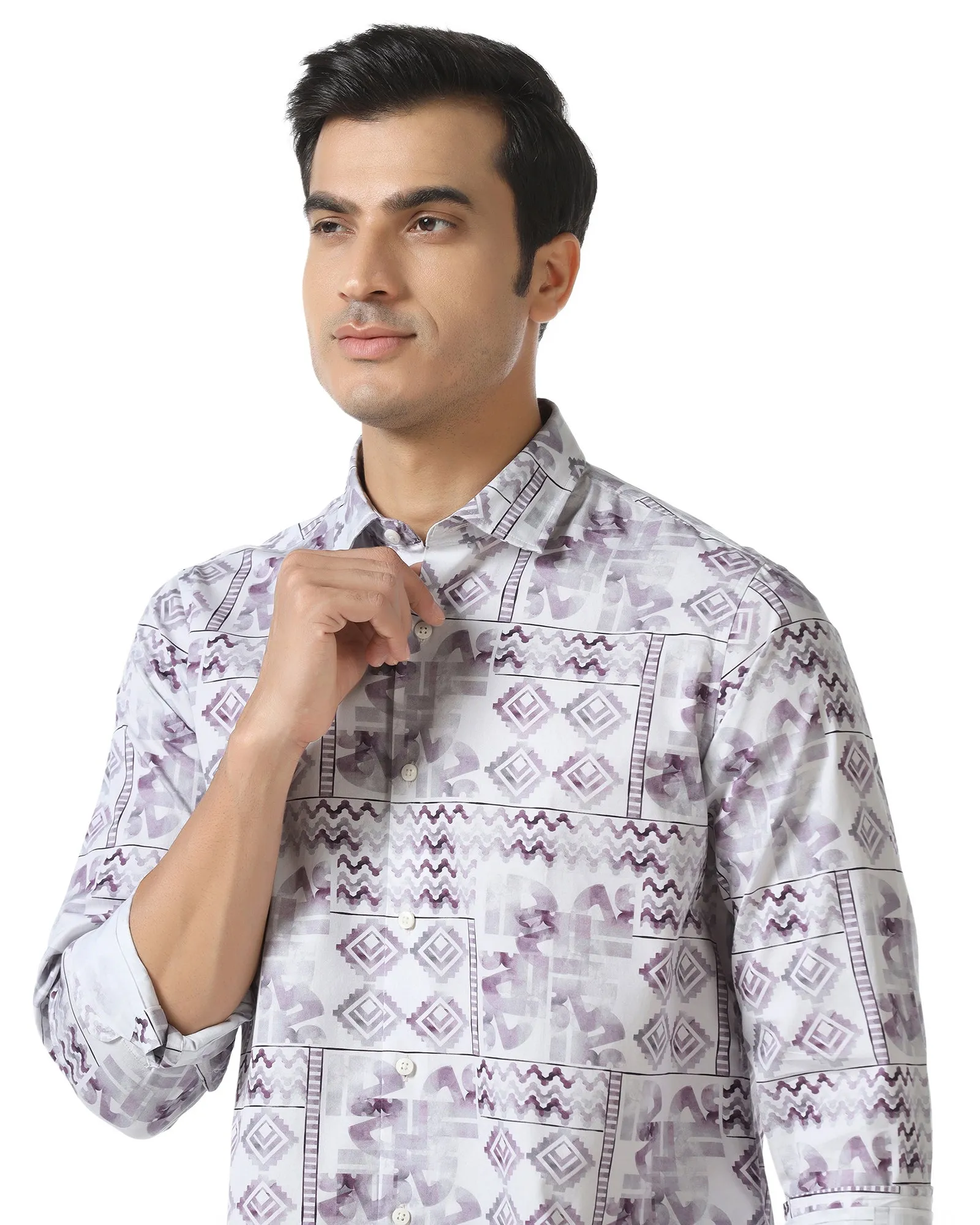 Affordable Fashion Plum Printed Shirt - Ryne