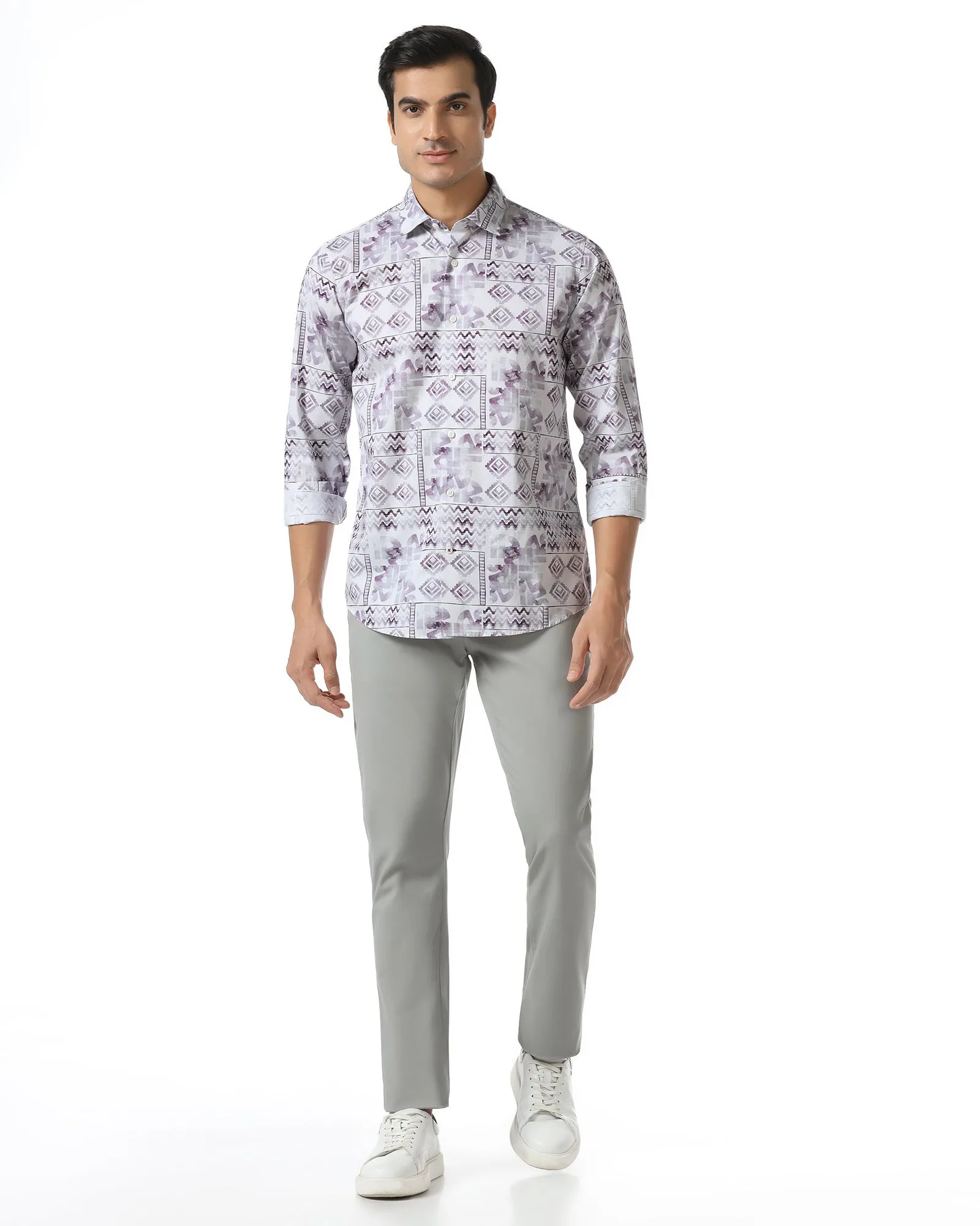Plum Printed Shirt - Ryne Polo Style