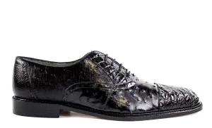 Slip Resistant Modern Commuters Belvedere - Onesto II, Genuine Ostrich and Crocodile Dress Shoe - Black - 1419 - IN STORE