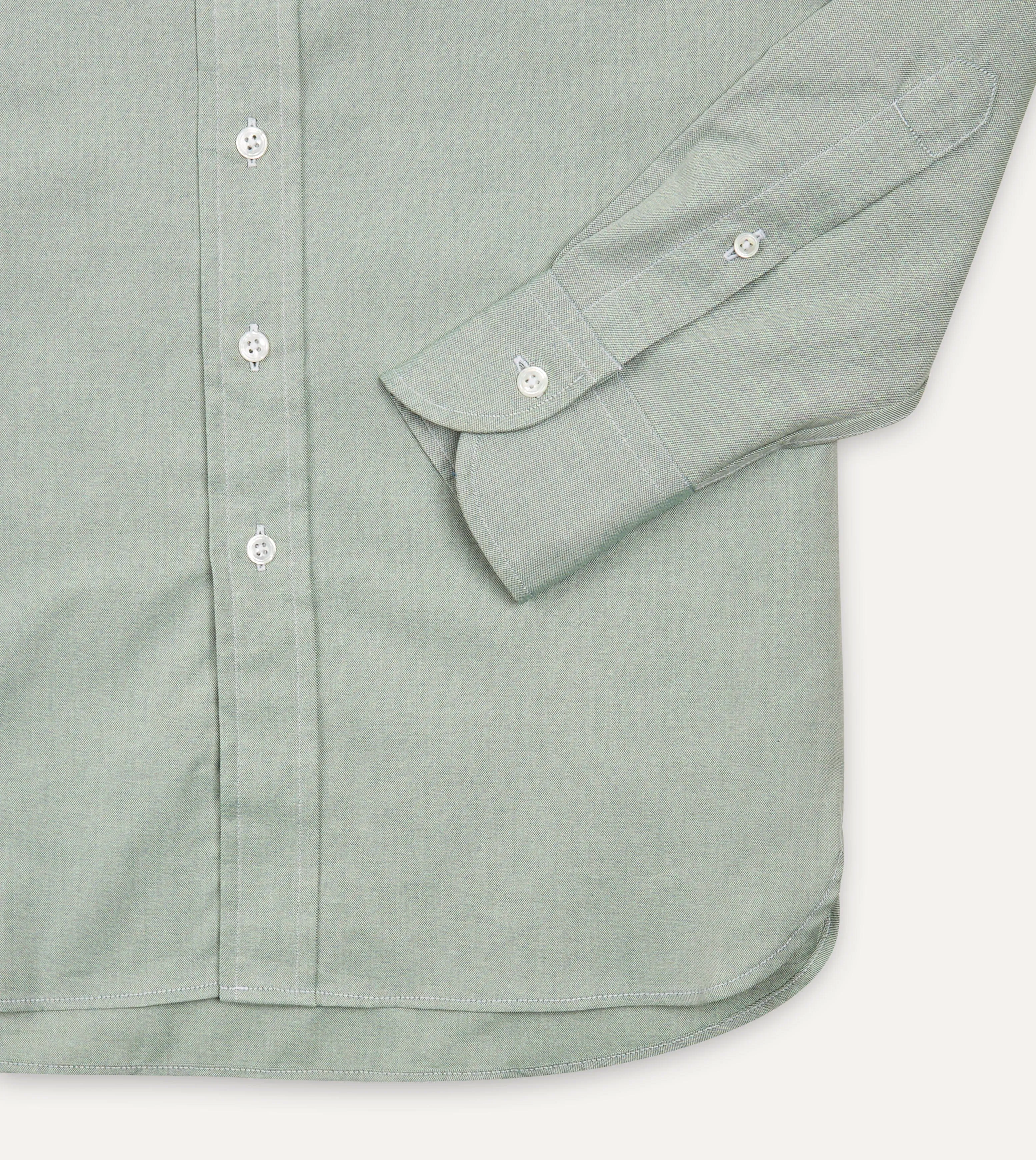 Boho chic Subtle Print Green Pinpoint Oxford Cotton Cloth Button-Down Shirt