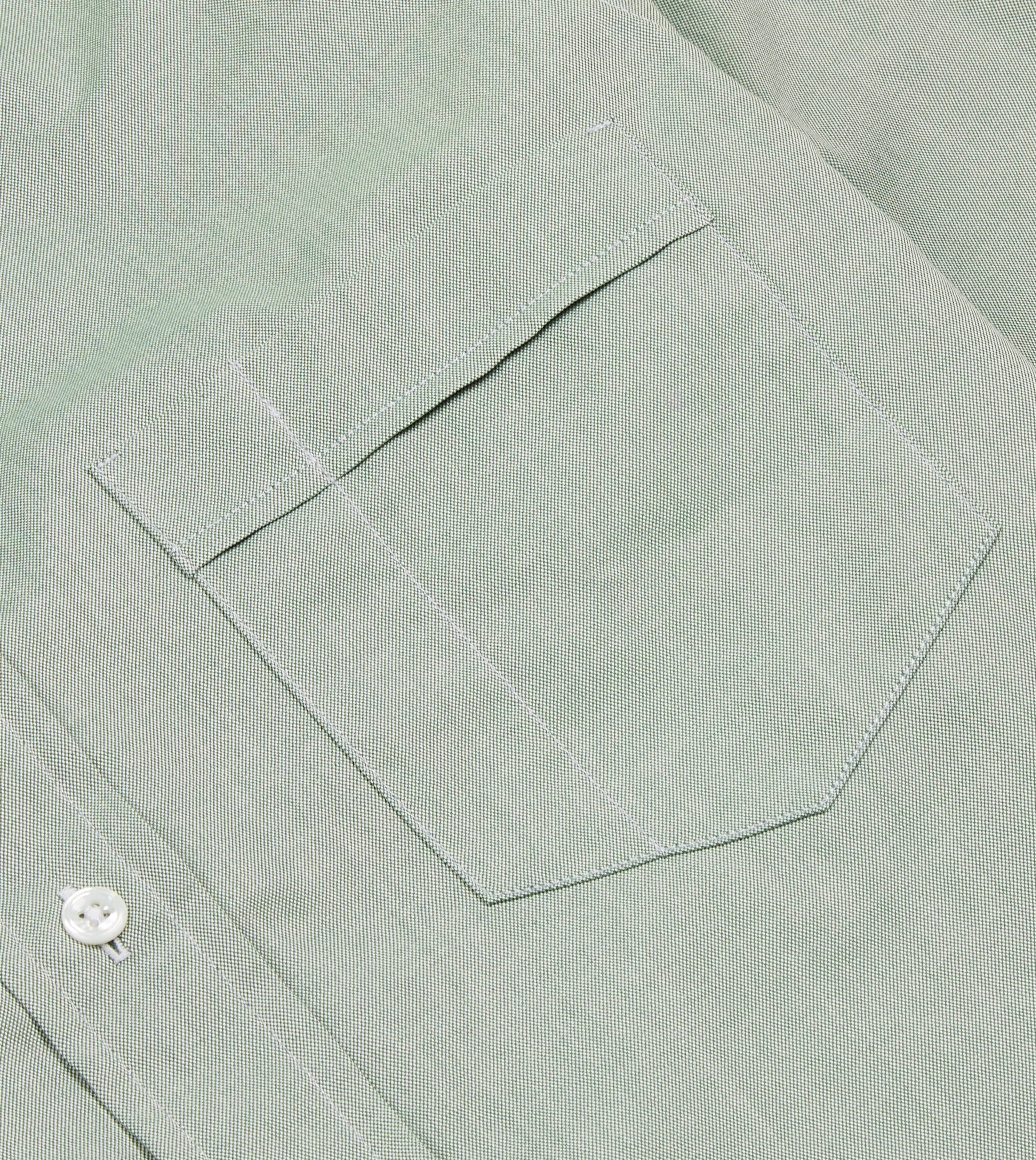 Green Pinpoint Oxford Cotton Cloth Button-Down Shirt Tear Resistant Reinforcement