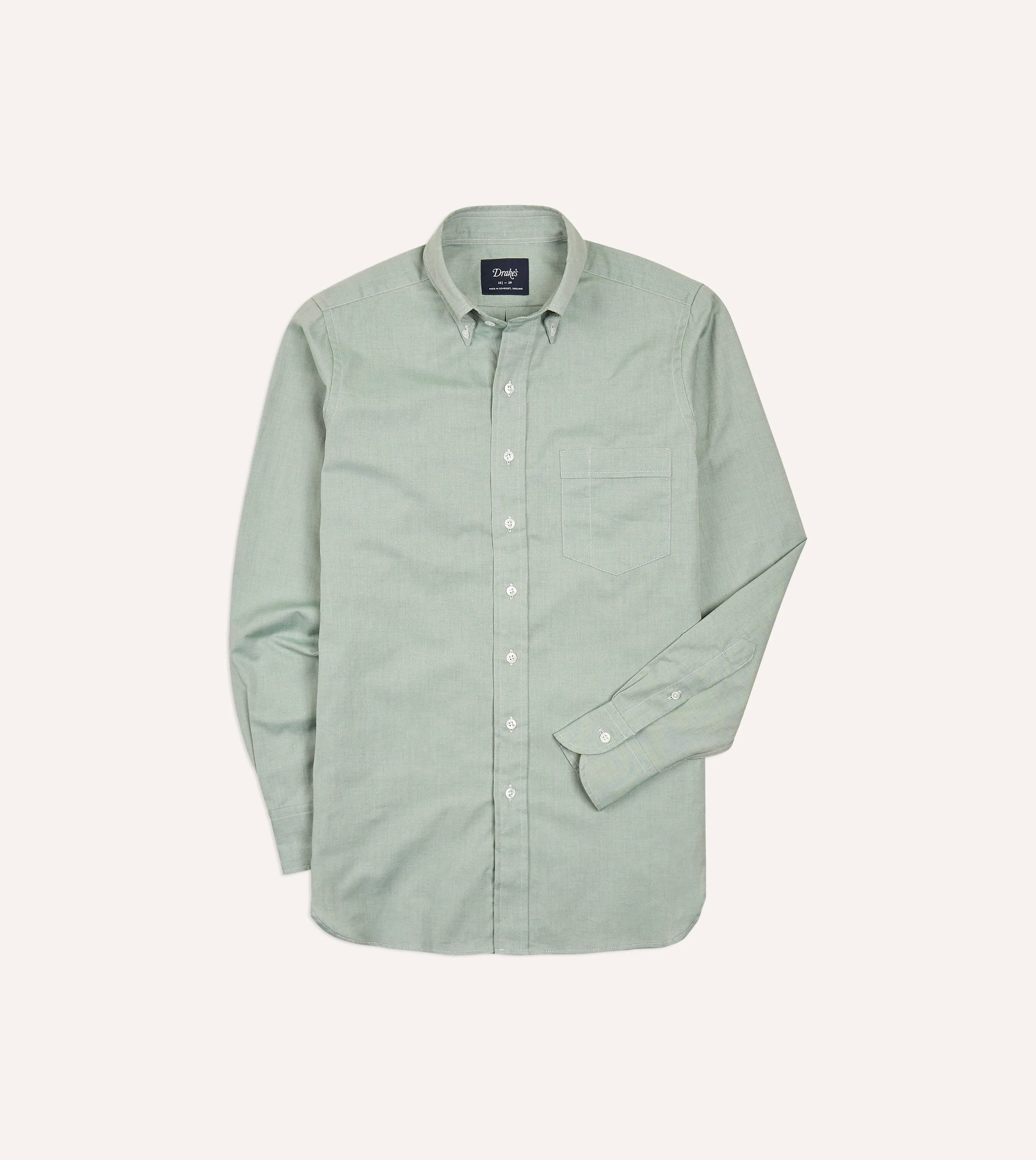 Eco friendly materials Plus size option Green Pinpoint Oxford Cotton Cloth Button-Down Shirt