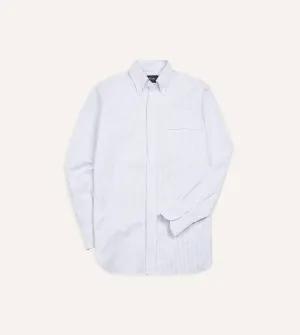 Light Blue Ticking Stripe Cotton Oxford Cloth Button-Down Shirt Inner Layer