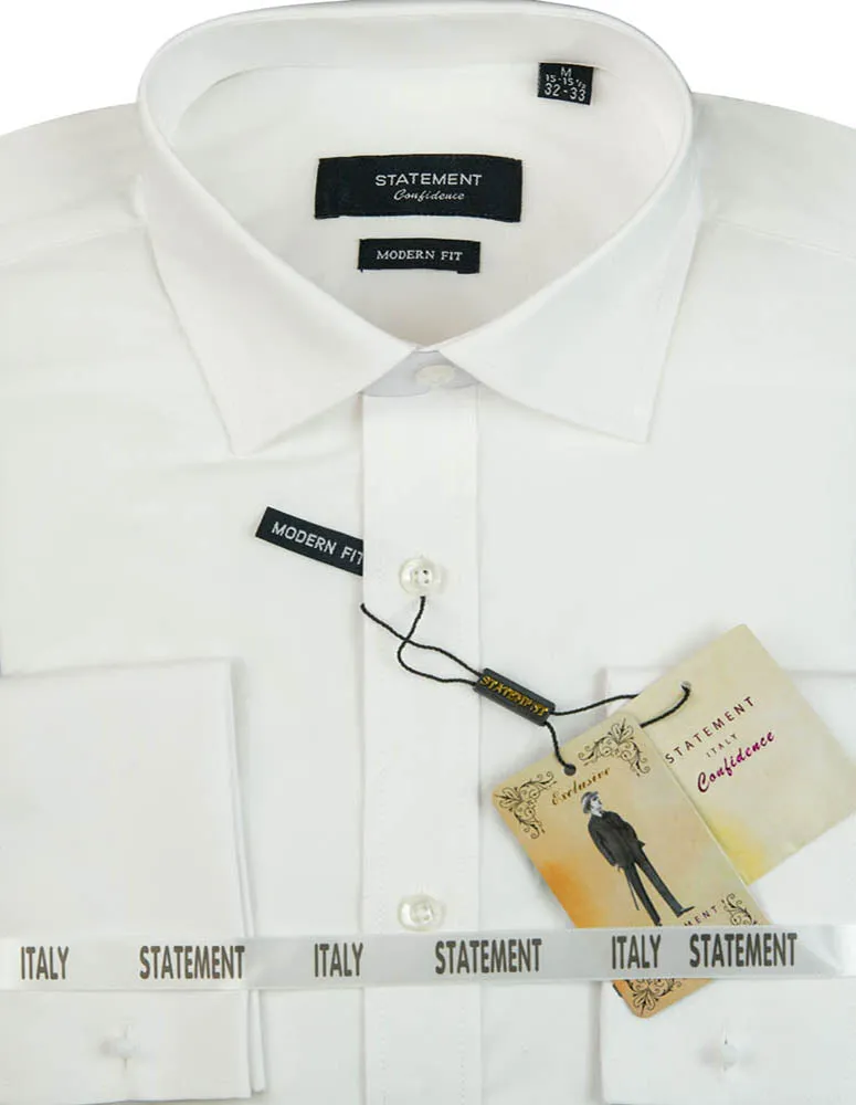 Reinforced Elbow Patches Rooftop Bar MODERN FIT WHITE DRESS SHIRT WITH FRENCH CUFF